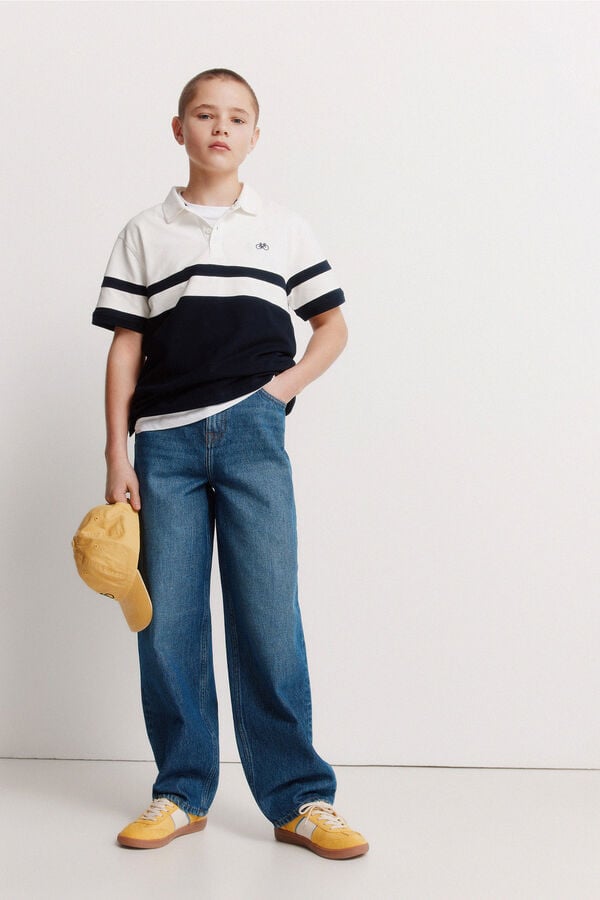 Springfield Kids Dečija prugasta majica polo Plava