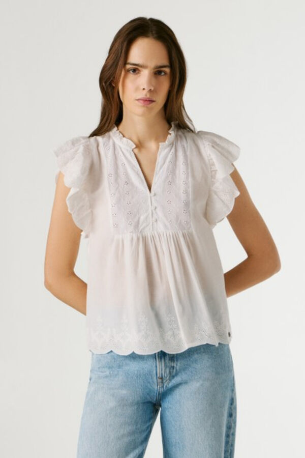 Pepe Jeans Butterfly sleeve shirt beige