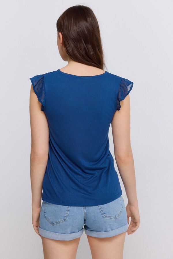 Springfield T-shirt bimaterial plumeti azul