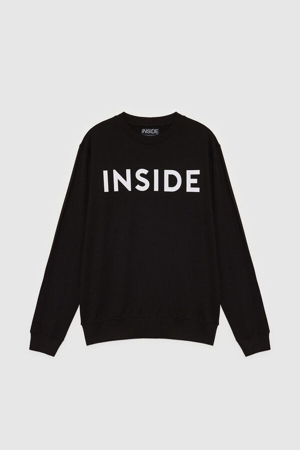 Springfield Sweatshirt mit Inside-Print schwarz