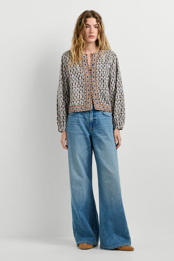 Pepe Jeans Embroidered combined jacket beige
