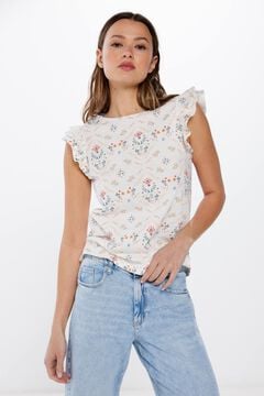 Springfield Printed T-shirt with double ruffle color