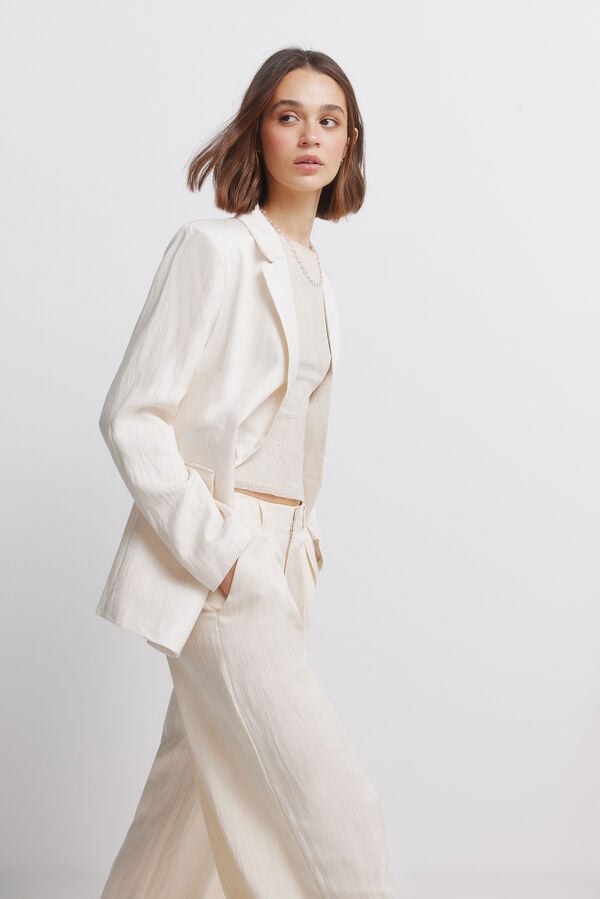 Springfield Pleated wide-leg trousers nude