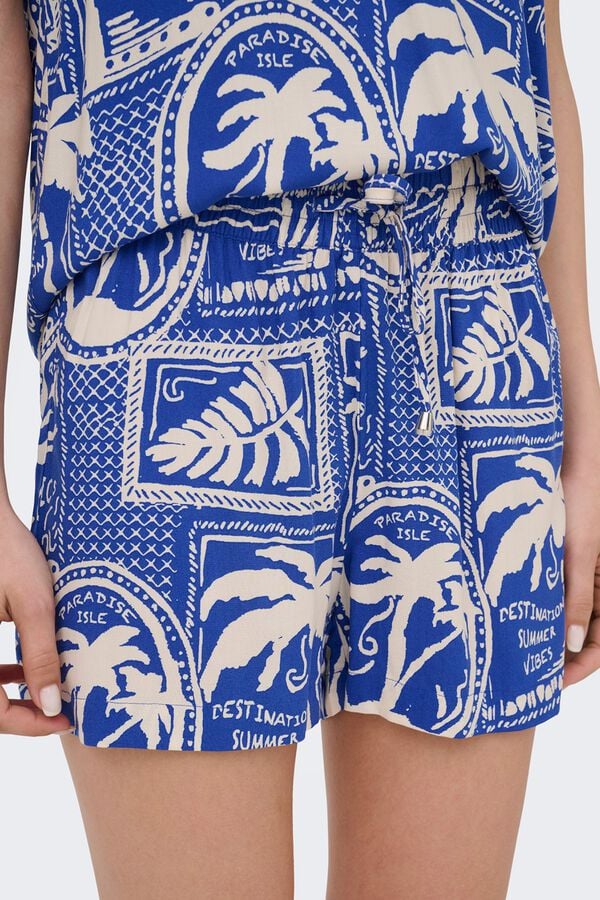 JDY Short fluido estampado azul