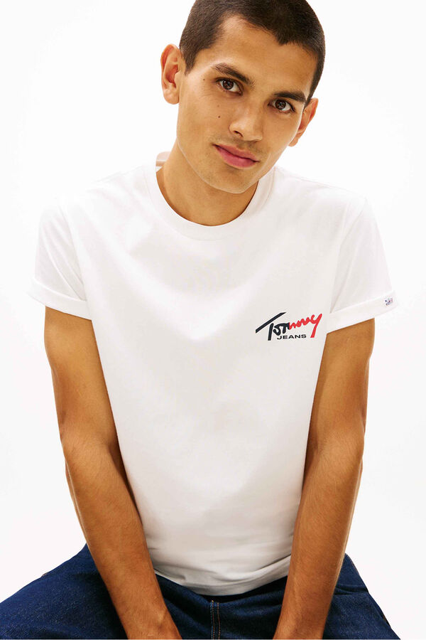 Tommy Jeans Camiseta slim manga corta marfil