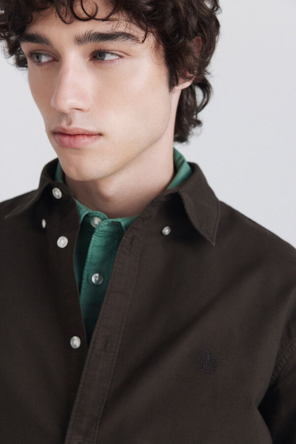Springfield Garment-dyed oxford shirt brown