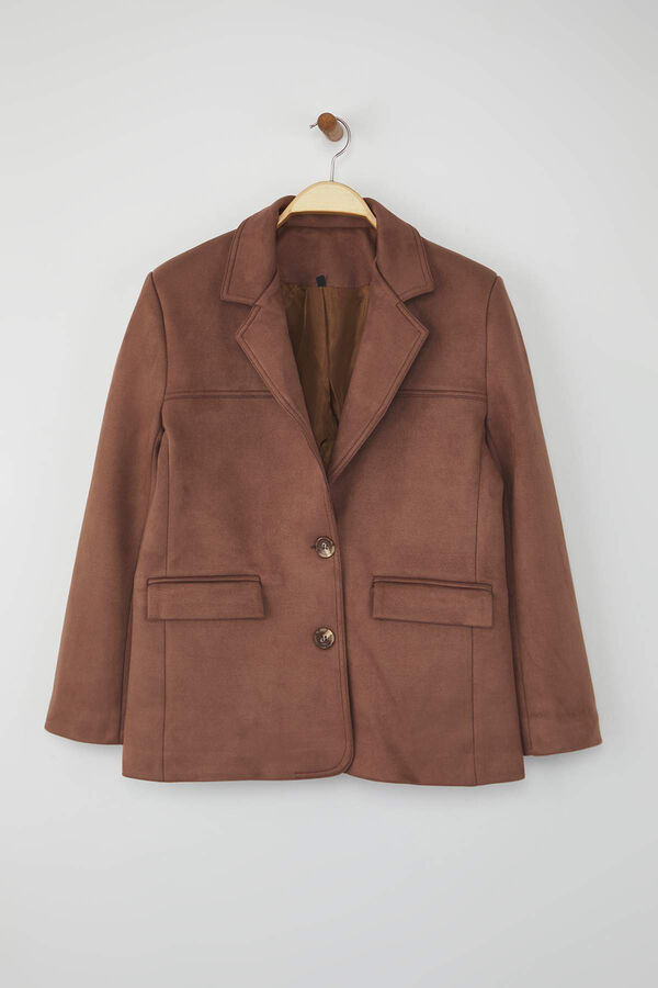 Trendyol Blazer efecto ante marr&oacute;n