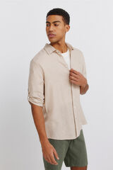 Springfield Linen viscose 3/4 sleeve shirt grey