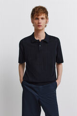 Springfield Openwork detail polo shirt blue