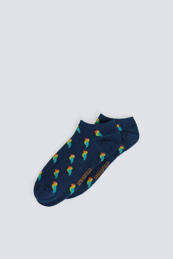 Springfield Parrot print ankle sock blue