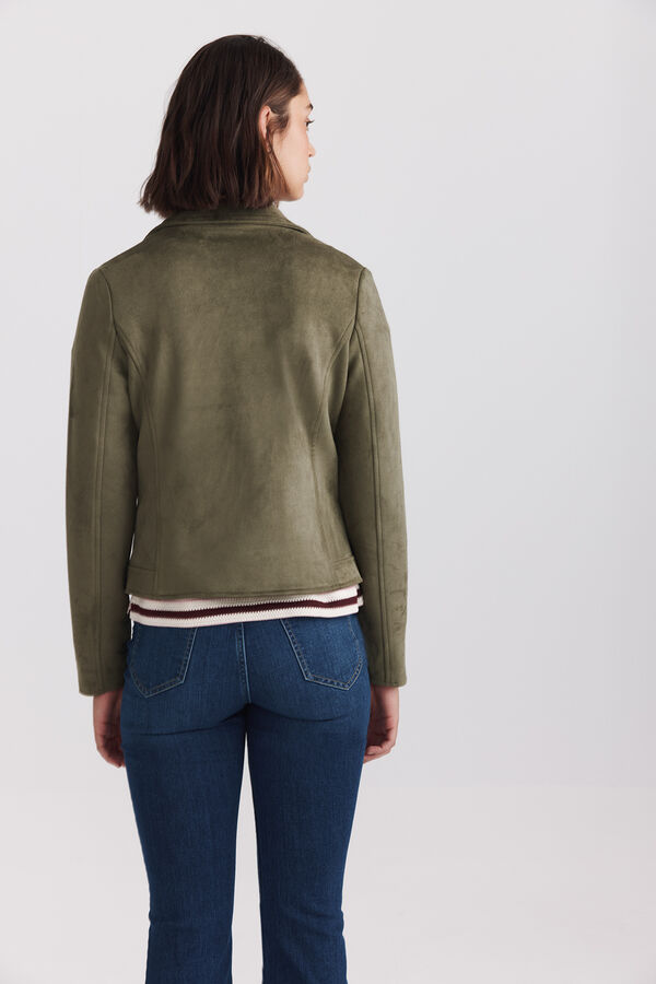 Springfield Faux suede biker jacket printed