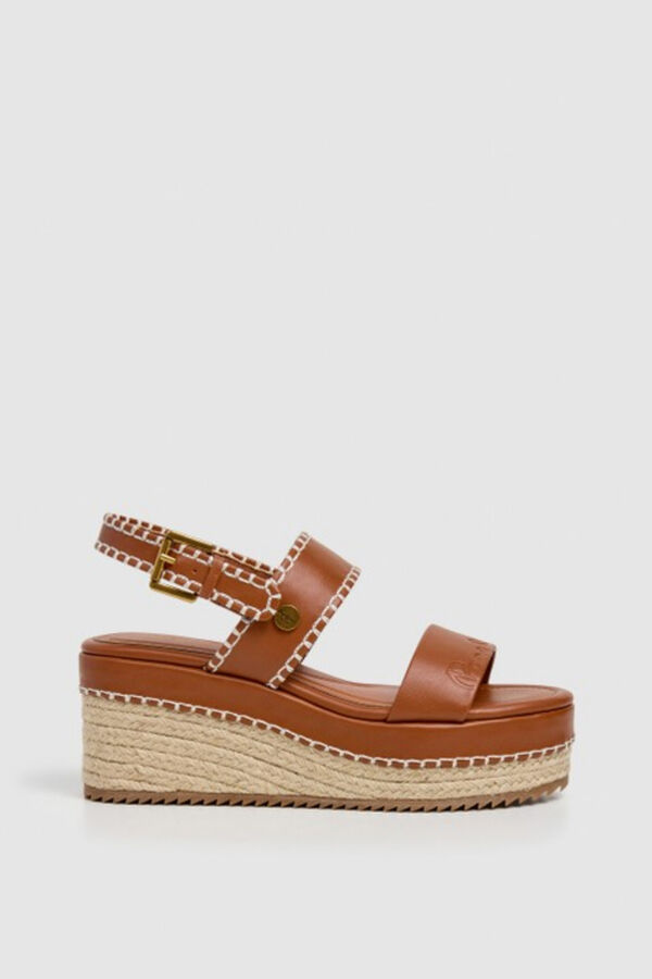 Pepe Jeans Wedge sandals with ankle fastening mink