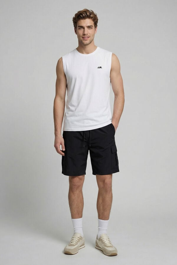 JJ REBEL Logo vest top white