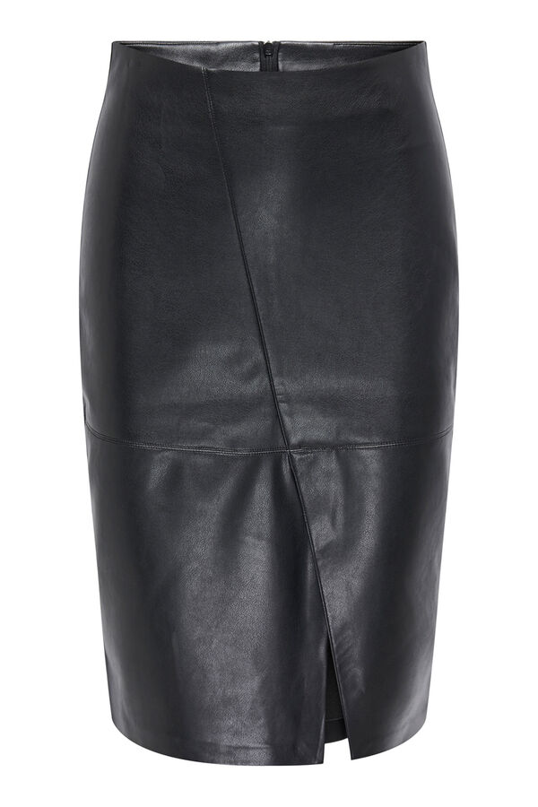 Only Falda midi piel vegana negro