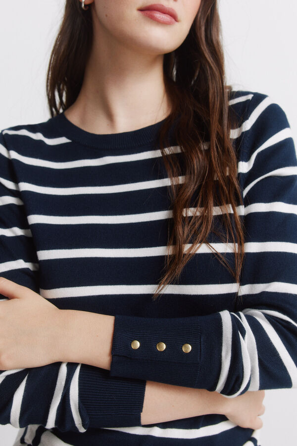 Springfield Fine jumper, button cuffs blue