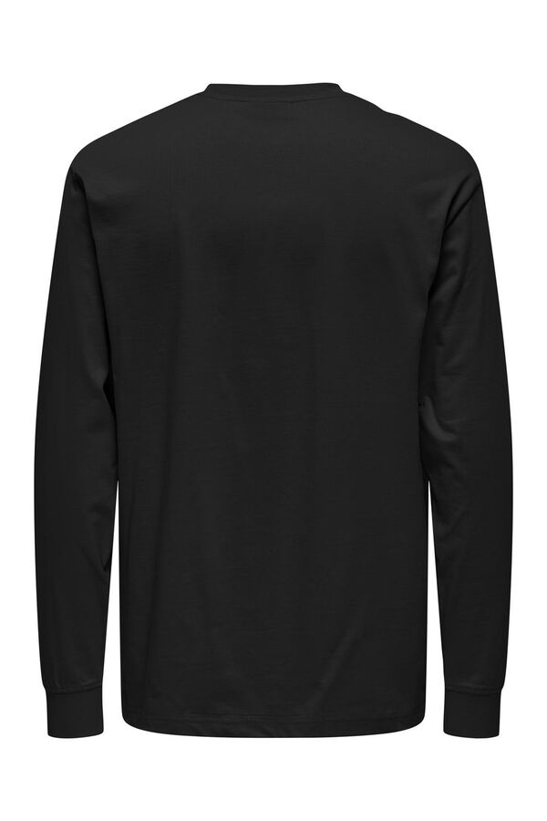 Springfield Camiseta descontraída de manga comprida preto