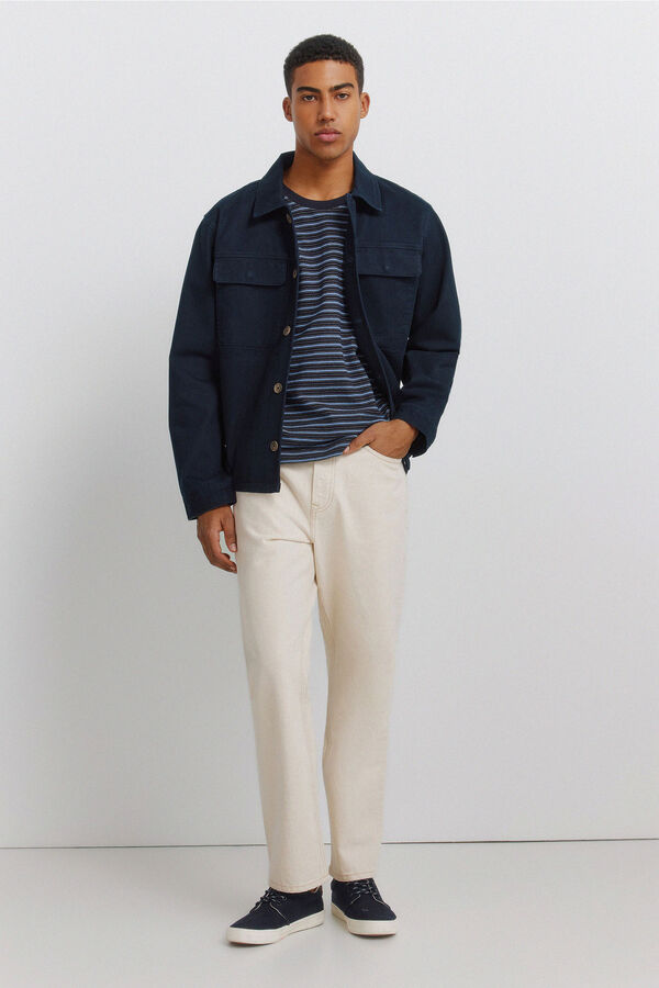 Springfield Piqu&eacute; striped T-shirt blue