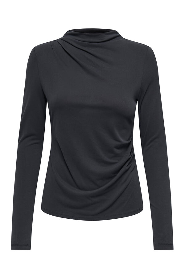 Only Camiseta drapeada de manga larga negro