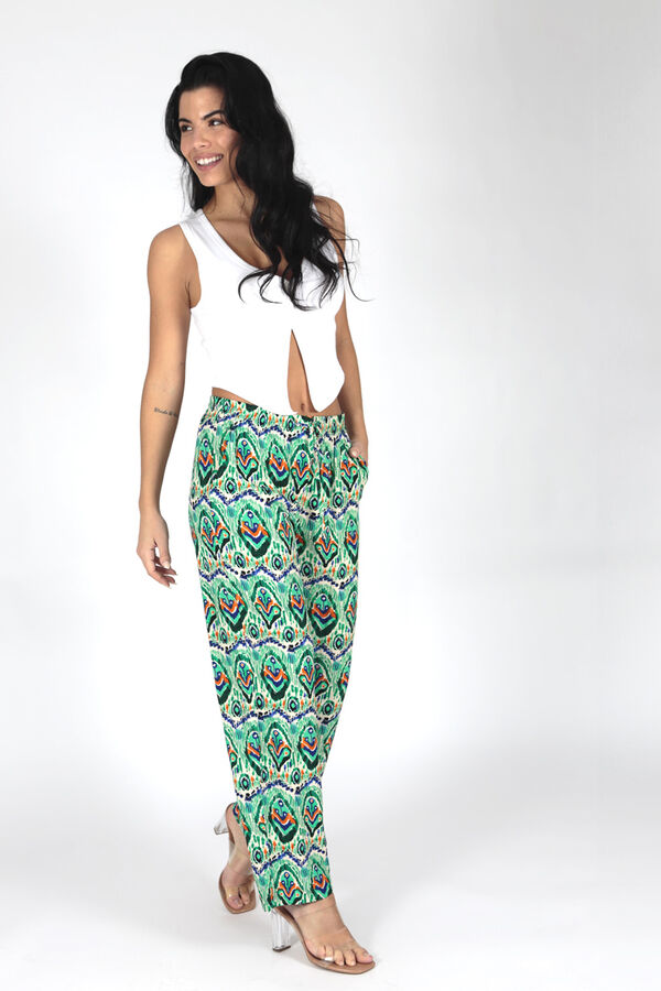 Springfield Printed wide-leg trousers green