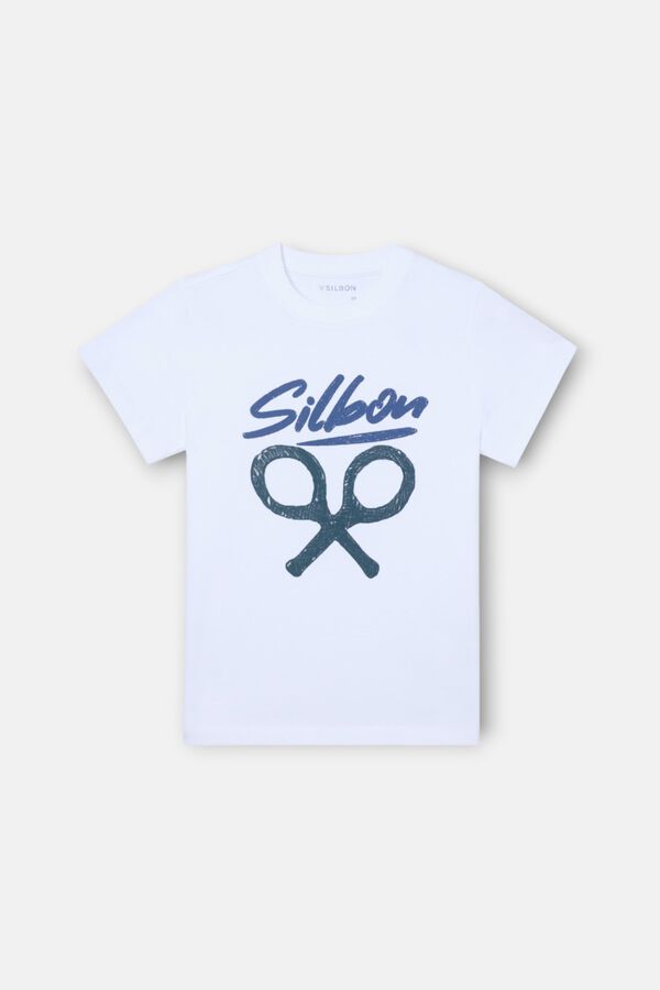 Silbon kids Striped short-sleeved T-shirt white