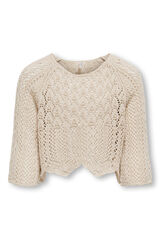 Only Girls Camisola de malha leve cropped bege