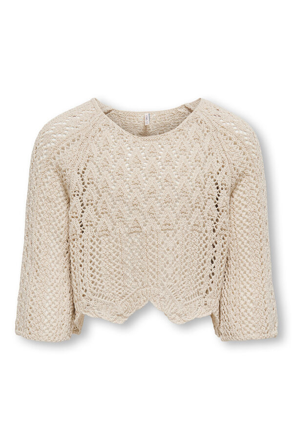 Only Girls Camisola de malha leve cropped bege