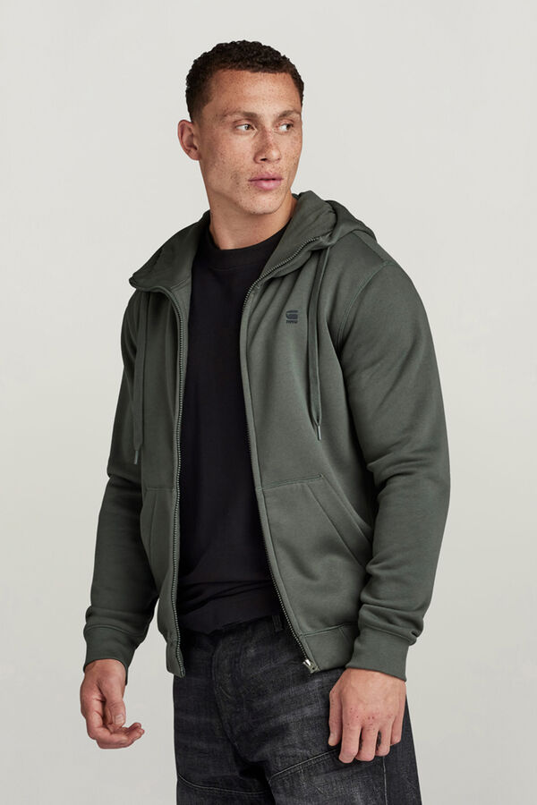 G-STAR Sweatshirt com fecho-&eacute;clair e fecho de capuz cinzento