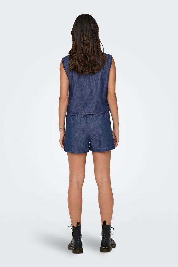 JDY Sleeveless knotted shirt blue