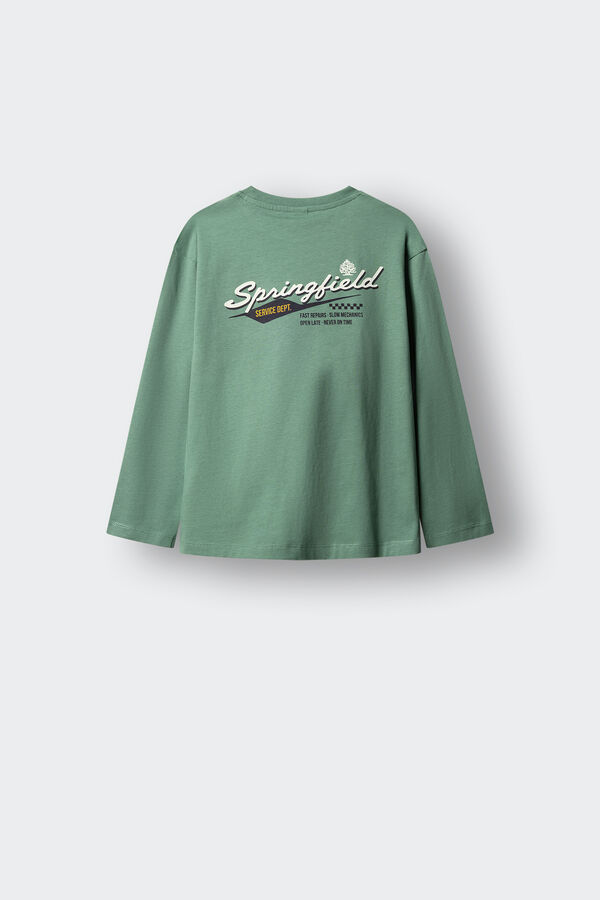 Springfield Kids Majica dugih rukava sa Springfield logom za dečake Zelena