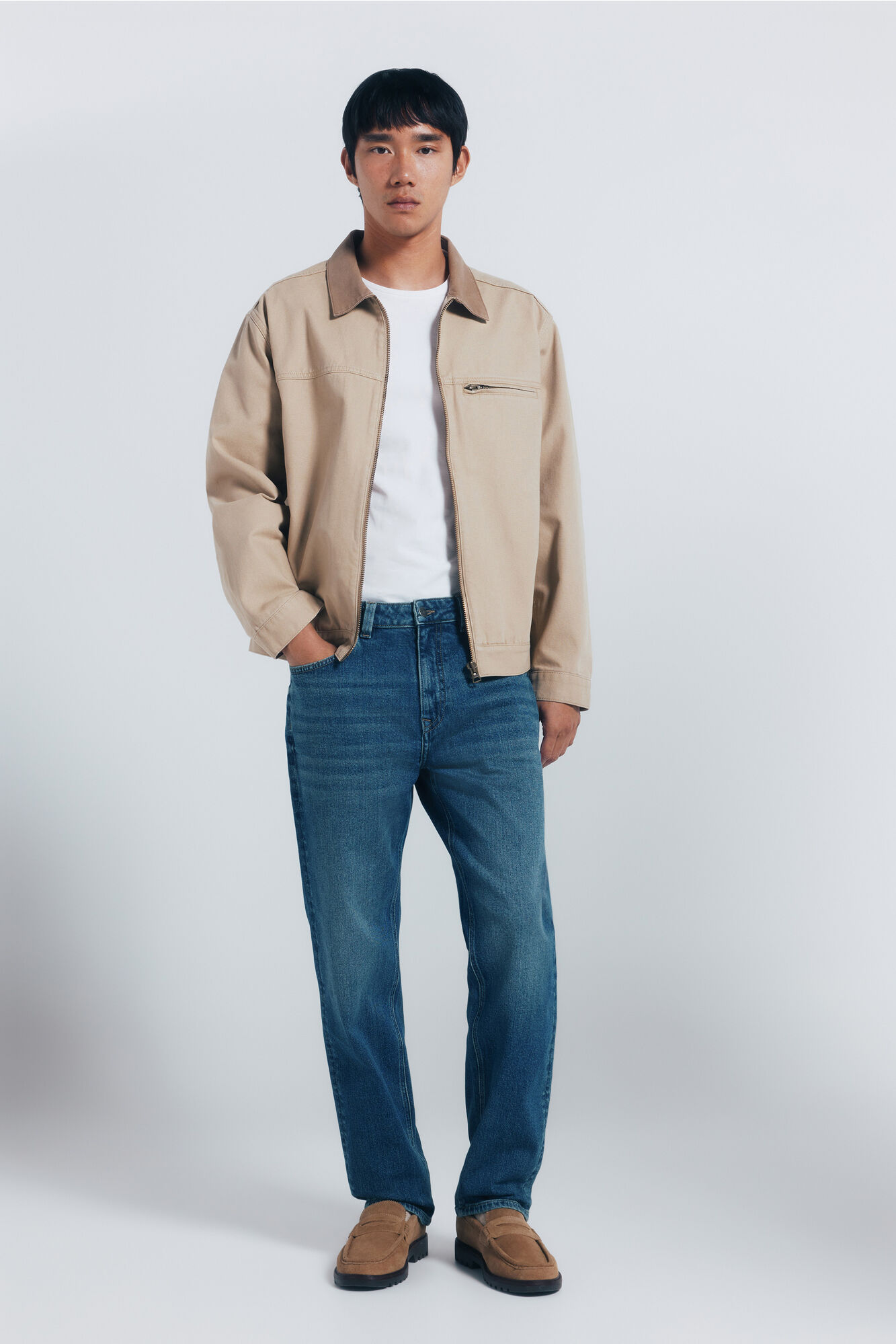 Springfield Dark wash overdyed straight fit jeans