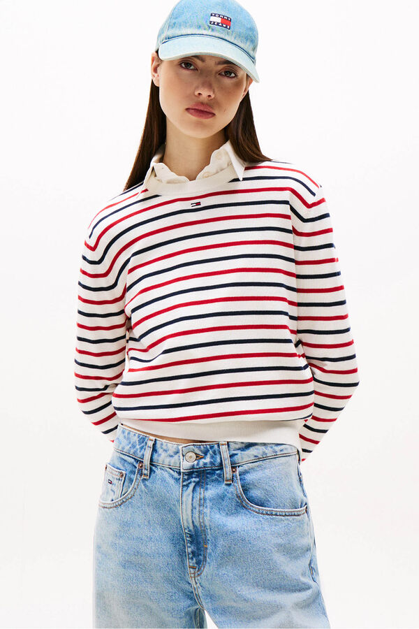Tommy Jeans Women's striped jumper white