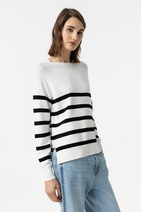 Springfield Striped jersey-knit jumper white