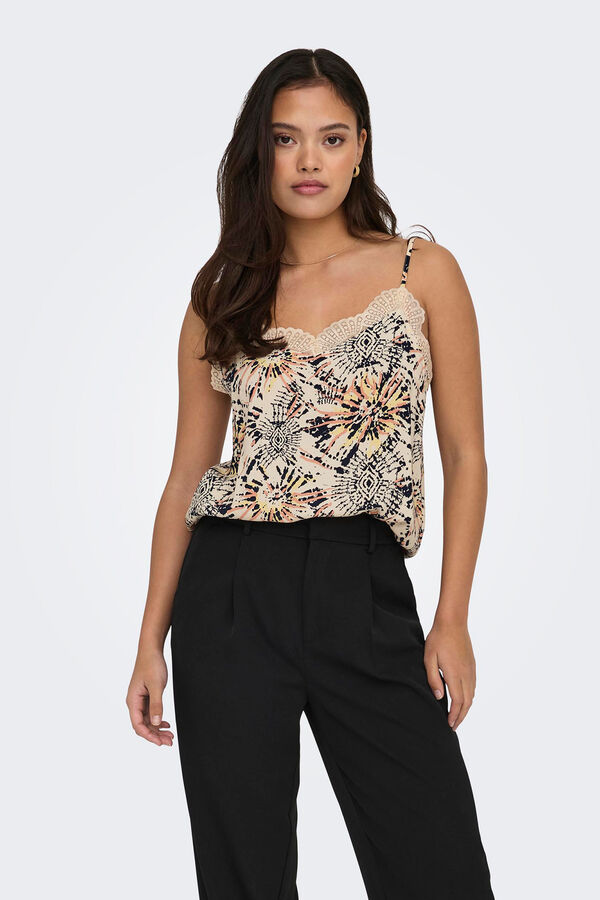 Springfield Sleeveless lace top brown