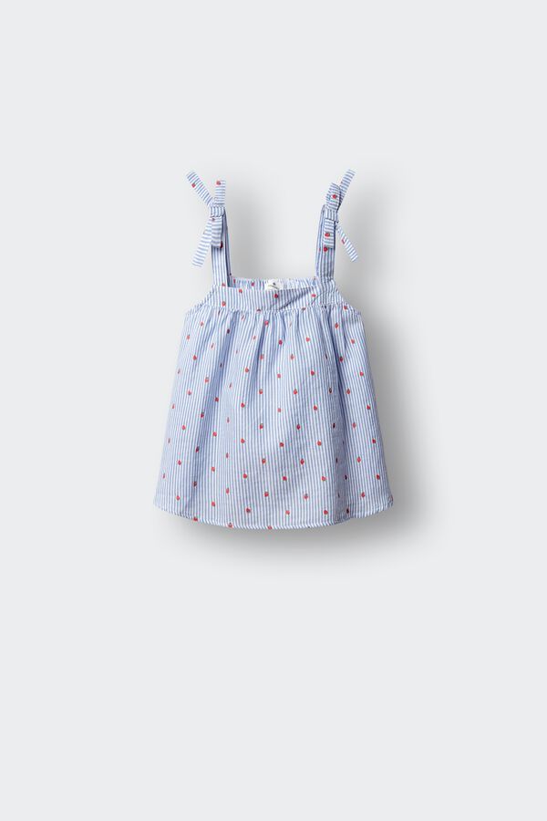 Springfield Kids Blusa sin mangas oxford fresas ni&ntilde;a azul