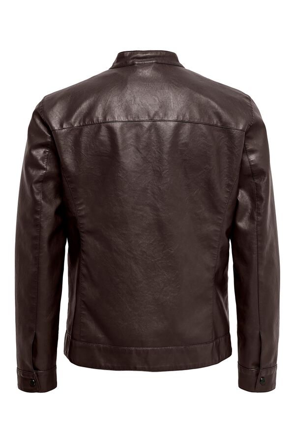 Only & Sons Faux leather biker jacket grey