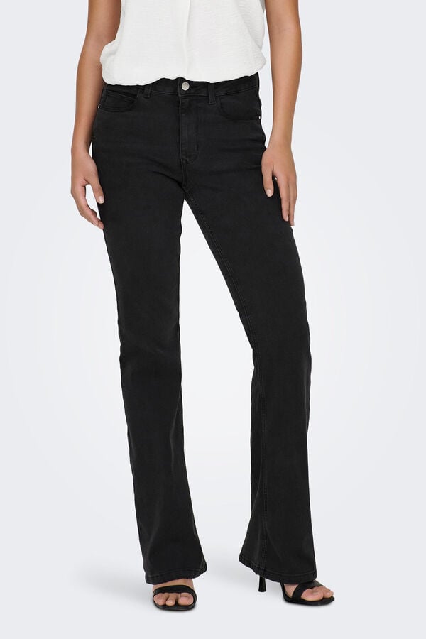 Springfield High-rise flared jeans gray