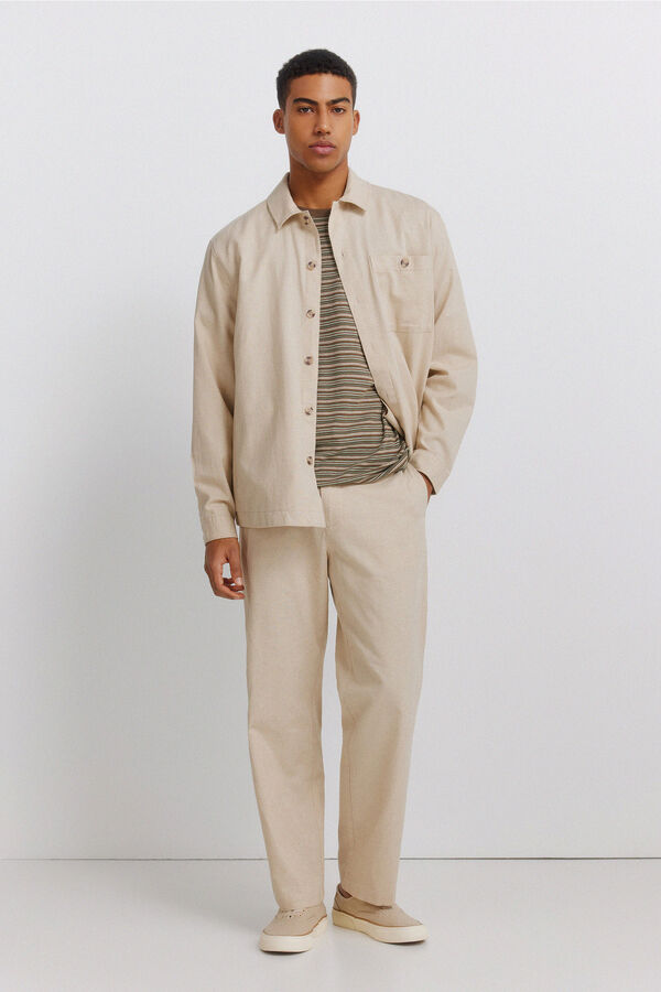 Springfield Textured striped T-shirt nude