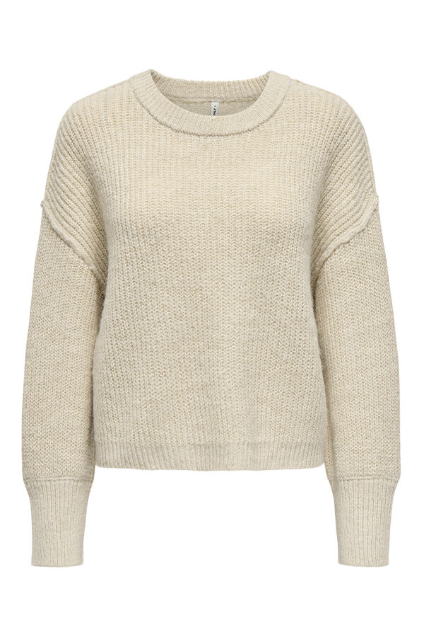 Only Jersey de cuello redondo beige
