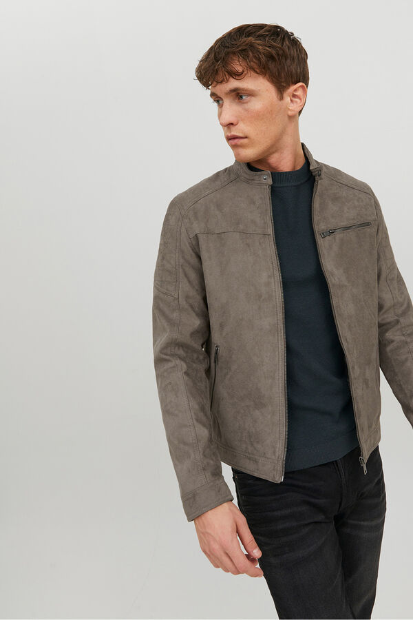 Jack & Jones Bőrut&aacute;nzat&uacute; motoros dzseki sz&uuml;rke