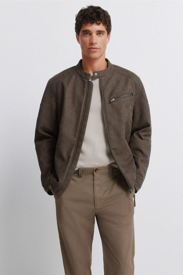 Springfield Micro-printed slim fit chinos nude