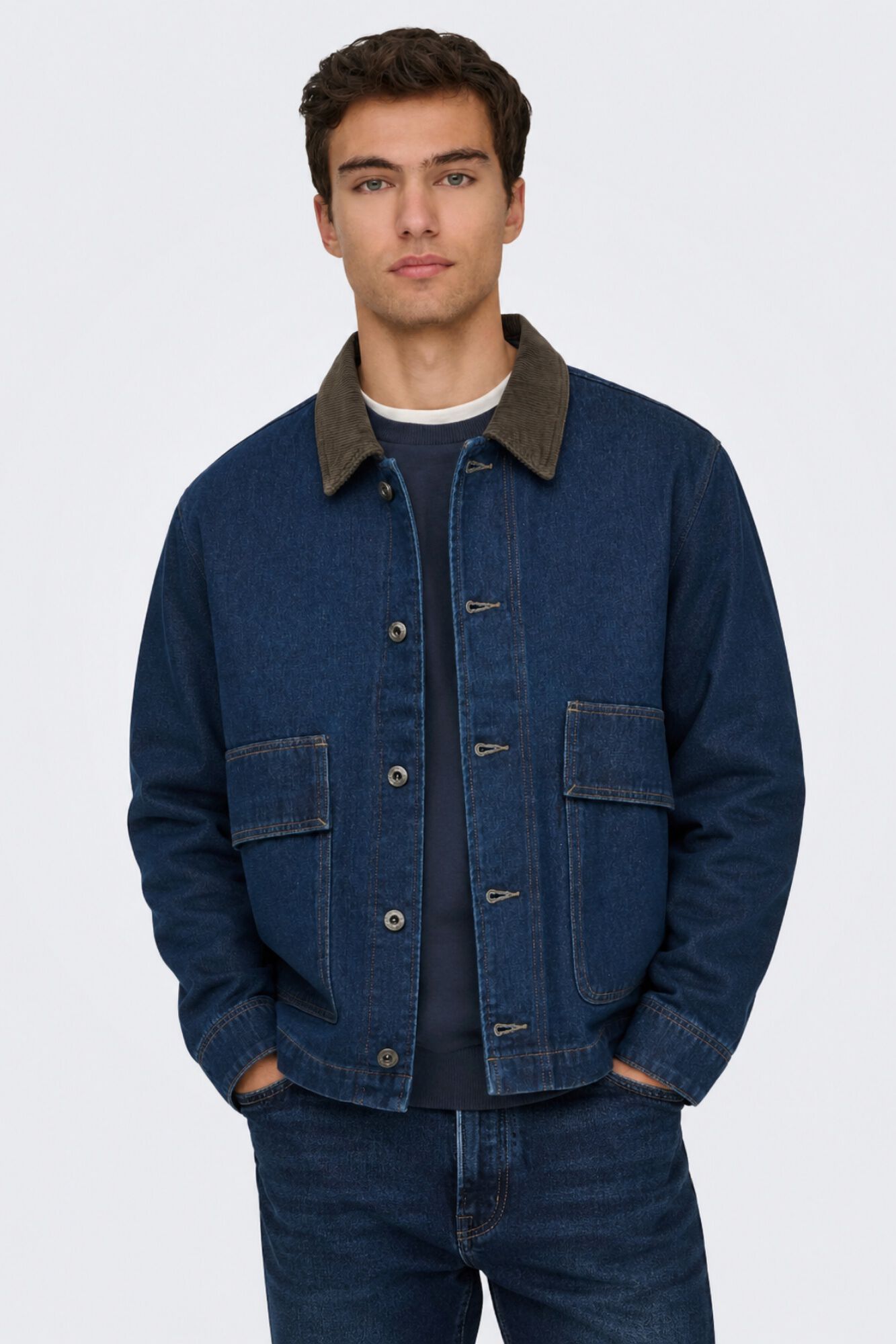 Only & Sons Chaqueta vaquera cuello a contraste