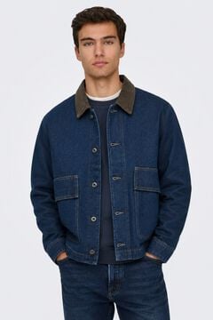 Only & Sons Jeansjacke mit Kontrastkragen