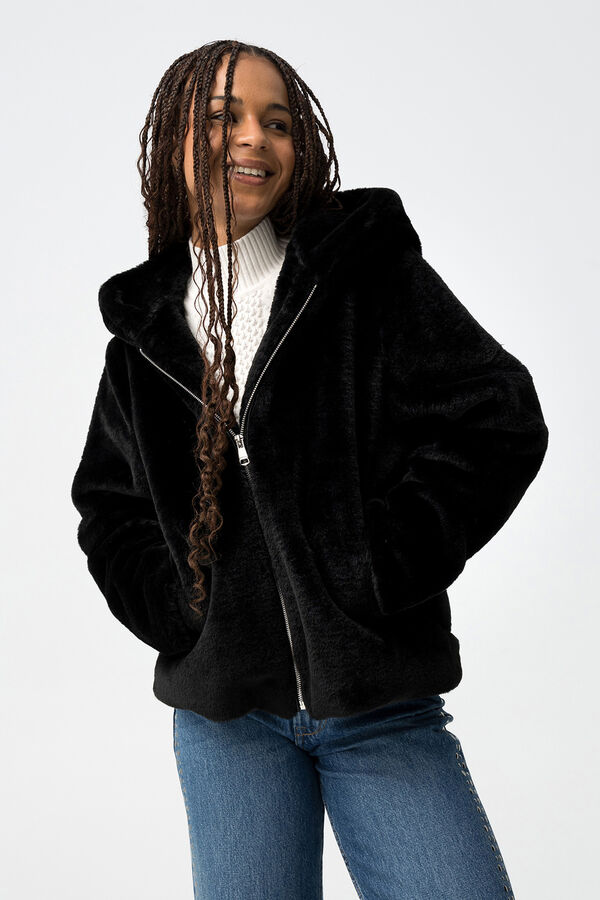 Tiffosi Abrigo Relaxed de Pelo Sint&eacute;tico negro