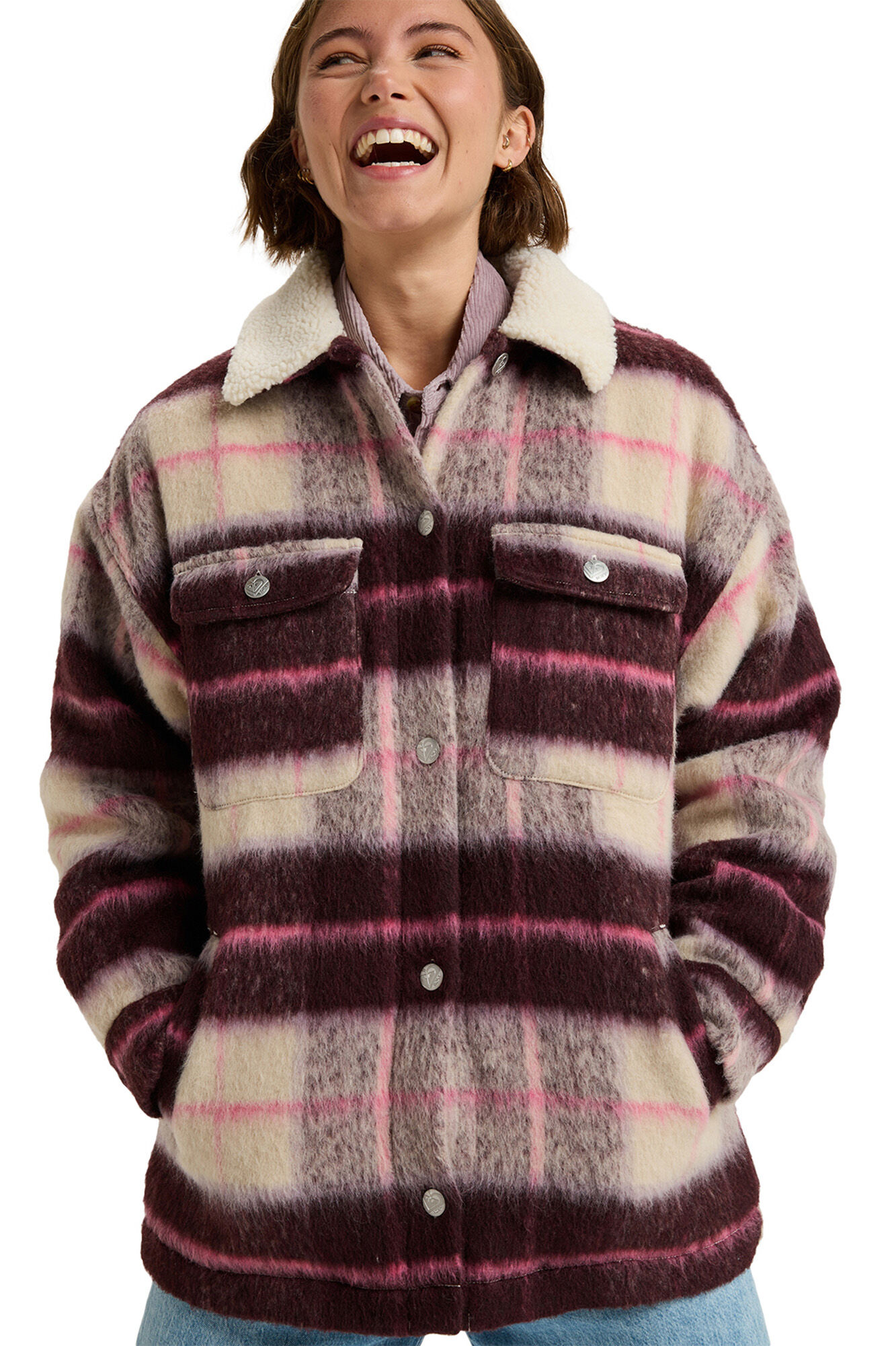 Roxy Abrigo a cuadros estilo camisa