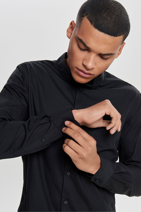Only & Sons Slim fit 100% cotton men's shirt. black