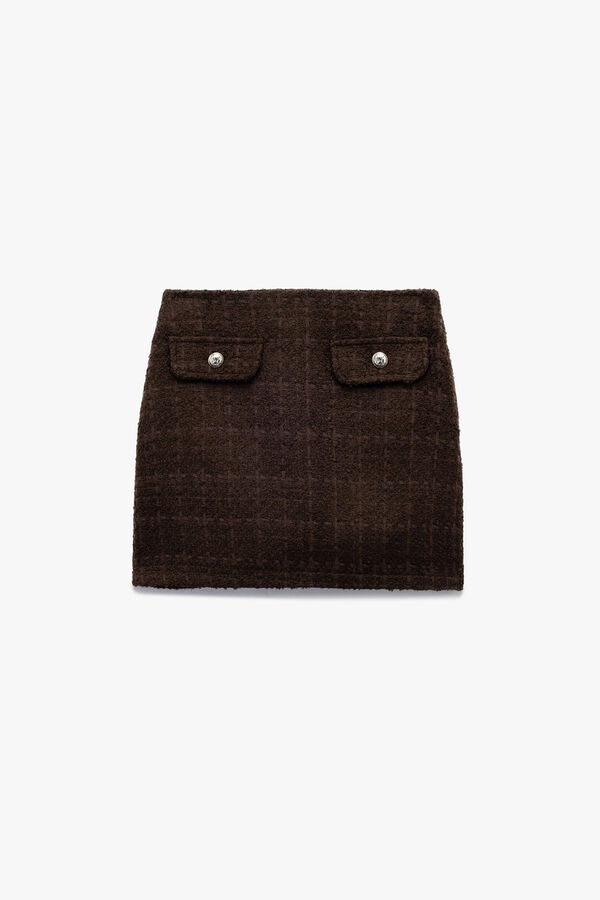Koton Minifalda de tweed marr&oacute;n