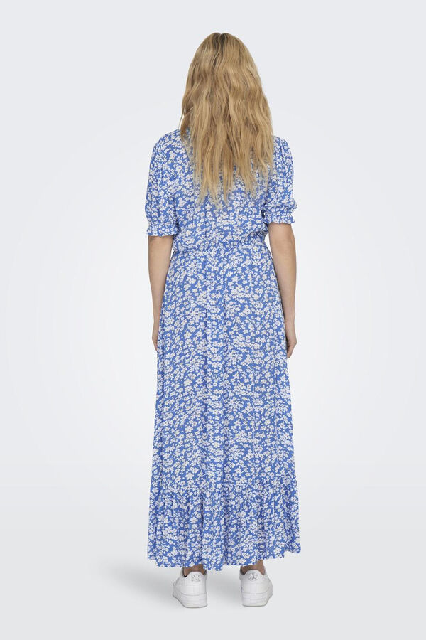 Only Vestido largo manga corta azul