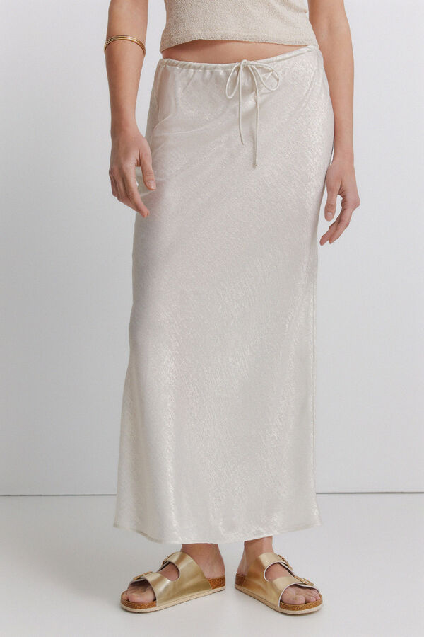 Springfield Falda midi fluida al bies beige