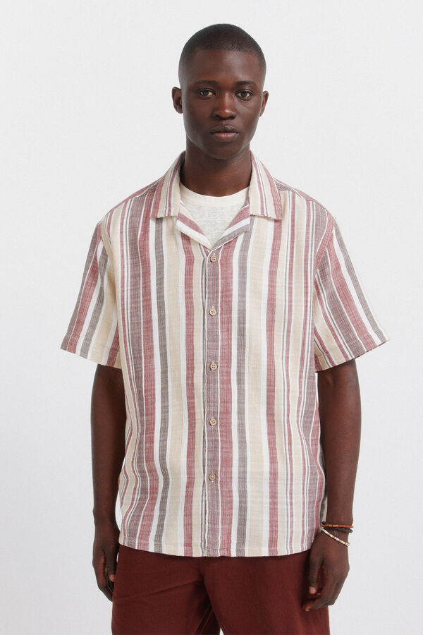 Springfield Rustic striped short sleeve shirt red