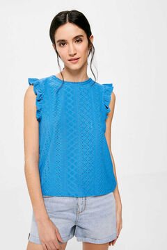 Springfield Circular Swiss embroidery blouse blue